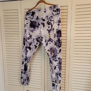 Navy and White Fleece Lined Women's Patterned Leggings